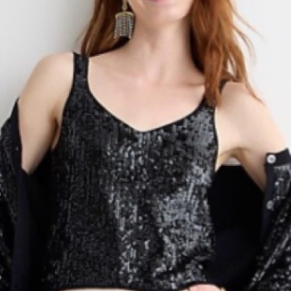 J. Crew Tops - NWT J.Crew Sequin Merino Wool-blend Sweater-tank in Black - W’s Small